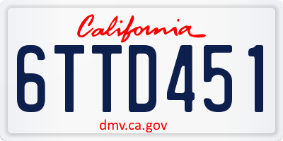 CA license plate 6TTD451