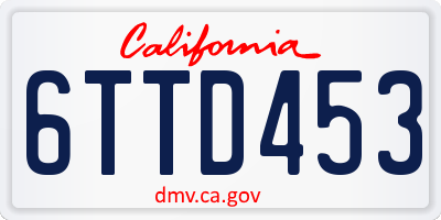 CA license plate 6TTD453