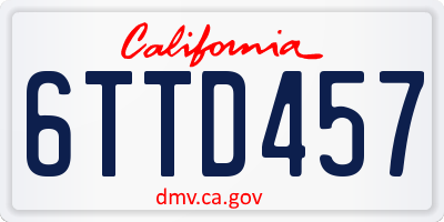CA license plate 6TTD457