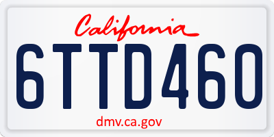 CA license plate 6TTD460