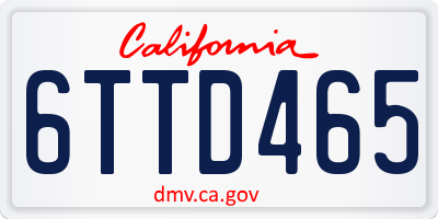 CA license plate 6TTD465