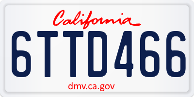 CA license plate 6TTD466
