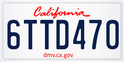 CA license plate 6TTD470
