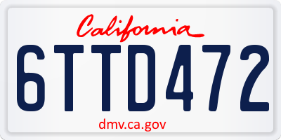 CA license plate 6TTD472