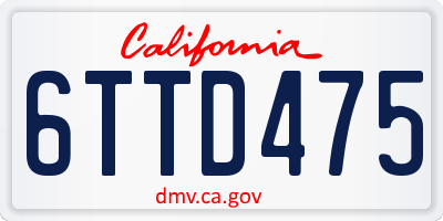 CA license plate 6TTD475