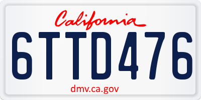 CA license plate 6TTD476