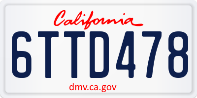 CA license plate 6TTD478