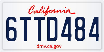 CA license plate 6TTD484
