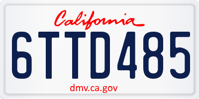 CA license plate 6TTD485