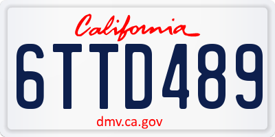 CA license plate 6TTD489