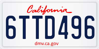 CA license plate 6TTD496