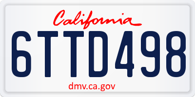 CA license plate 6TTD498