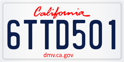 CA license plate 6TTD501