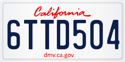 CA license plate 6TTD504