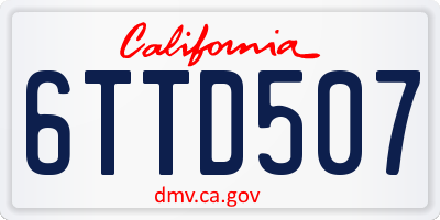 CA license plate 6TTD507