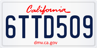 CA license plate 6TTD509