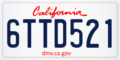 CA license plate 6TTD521
