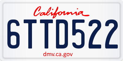 CA license plate 6TTD522