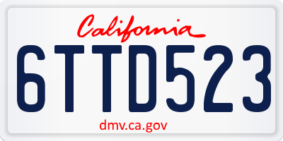 CA license plate 6TTD523
