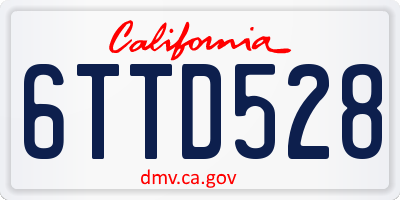 CA license plate 6TTD528