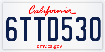CA license plate 6TTD530