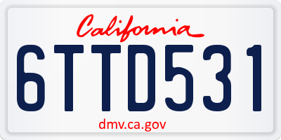 CA license plate 6TTD531