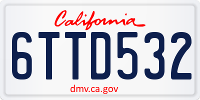 CA license plate 6TTD532
