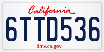 CA license plate 6TTD536