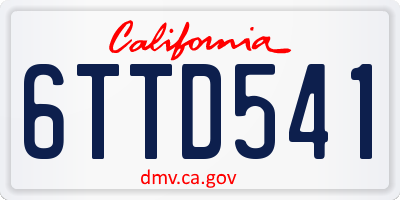 CA license plate 6TTD541