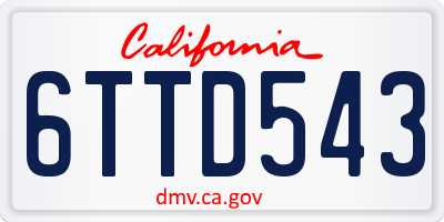 CA license plate 6TTD543