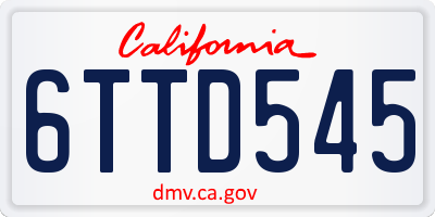 CA license plate 6TTD545