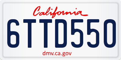 CA license plate 6TTD550