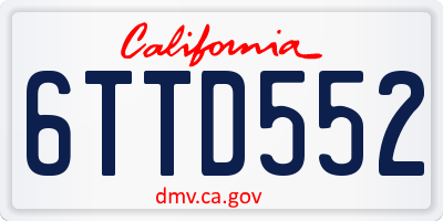 CA license plate 6TTD552