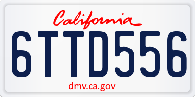 CA license plate 6TTD556