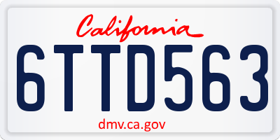 CA license plate 6TTD563