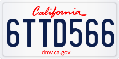 CA license plate 6TTD566