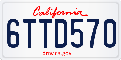 CA license plate 6TTD570