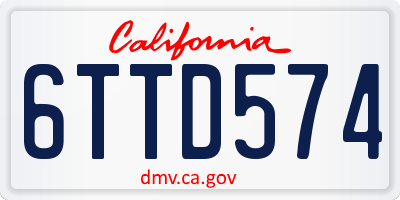 CA license plate 6TTD574