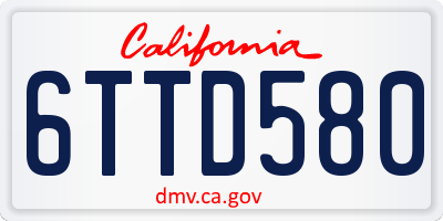 CA license plate 6TTD580