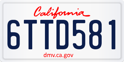CA license plate 6TTD581
