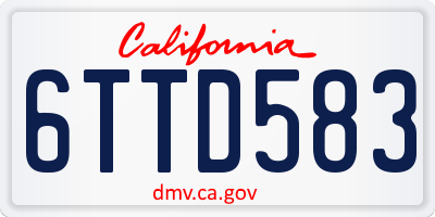 CA license plate 6TTD583