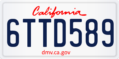 CA license plate 6TTD589