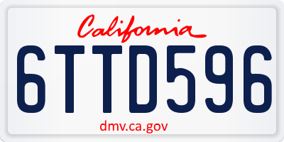 CA license plate 6TTD596