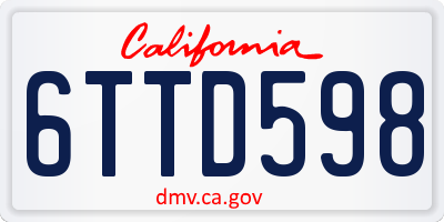 CA license plate 6TTD598