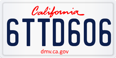 CA license plate 6TTD606