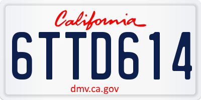 CA license plate 6TTD614