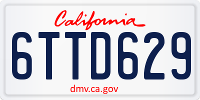 CA license plate 6TTD629