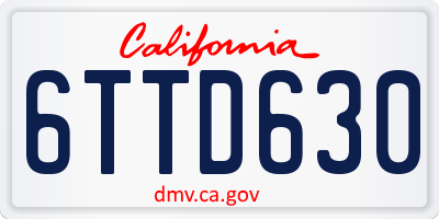 CA license plate 6TTD630
