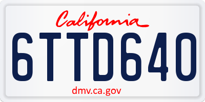 CA license plate 6TTD640
