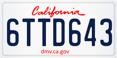 CA license plate 6TTD643